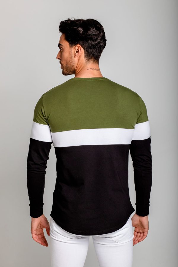 Camiseta manga larga Tricolor, cuello redondo. Estilo urbano de la marca ELIU streetwear.