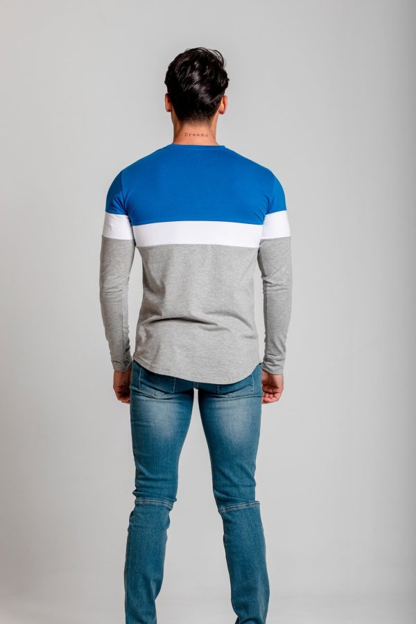 Camiseta manga larga Tricolor, cuello redondo. Estilo urbano de la marca ELIU streetwear.