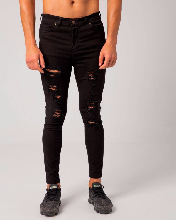 Ripped Acid Denim Jeans. Estilo urbano de la marca ELIU streetwear.