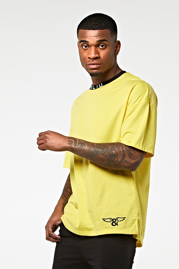 Camiseta oversize punto de algodón Amarillo